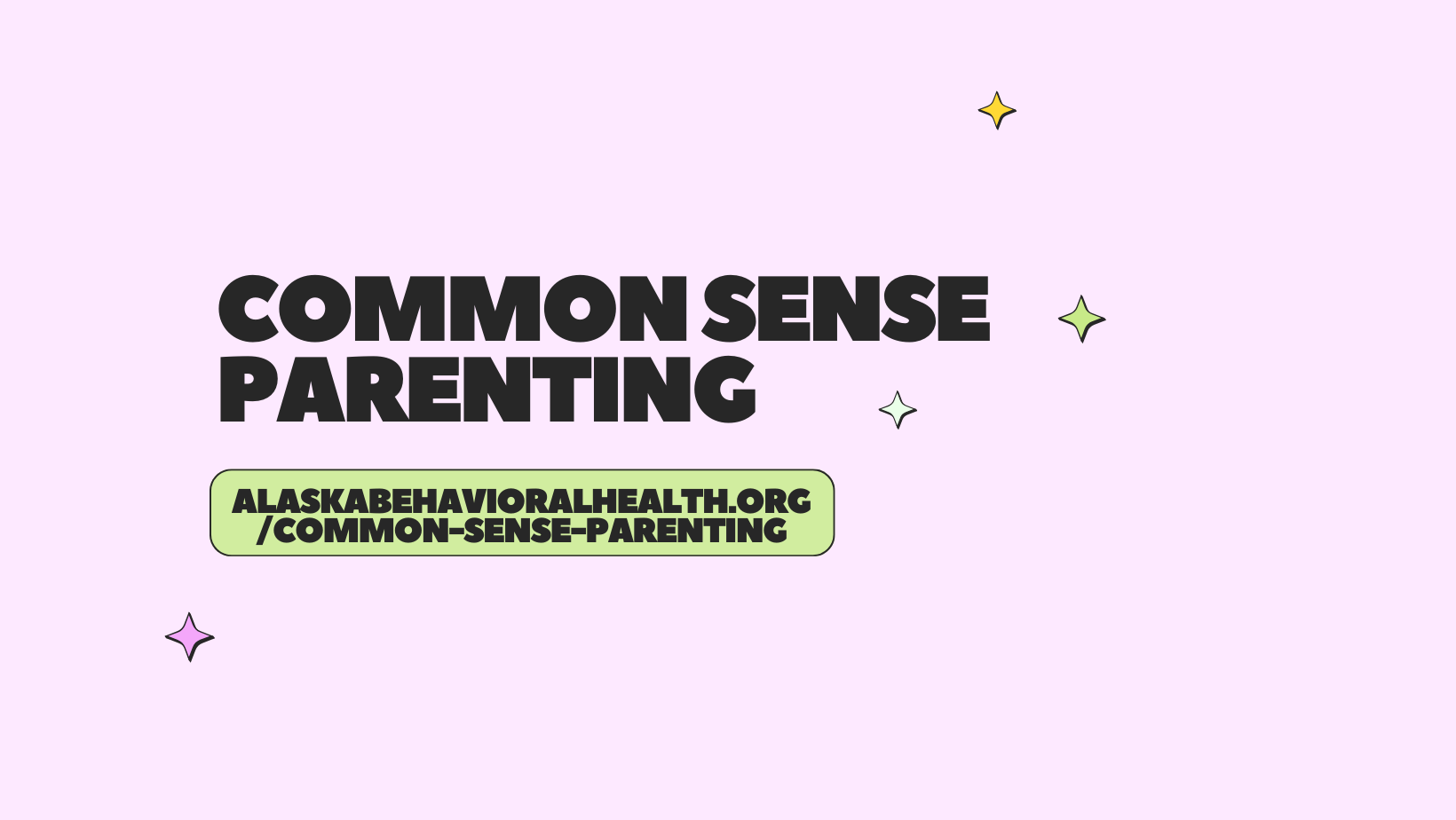 pink background with words "Common Sense Parenting" in bubble letters
